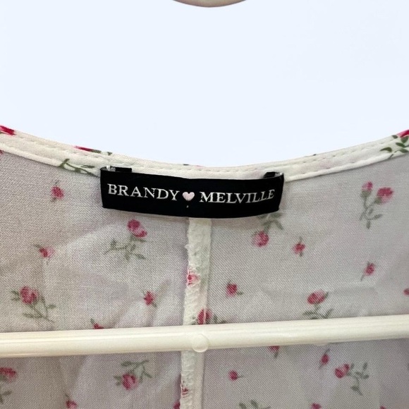 White/cream floral tie-front brandy melville wrap dress - Picture 4 of 4